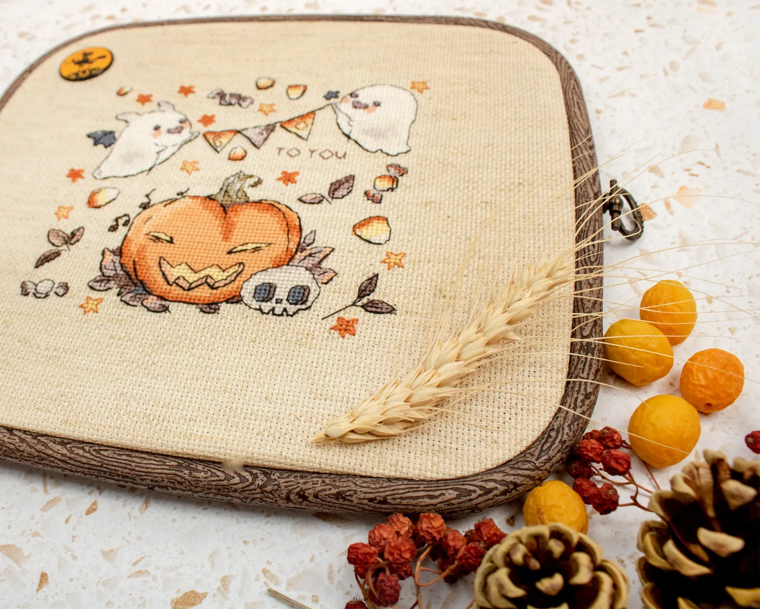 Leti Stitch L8814 Boo To You borduurpakket halloween 15x14 cm