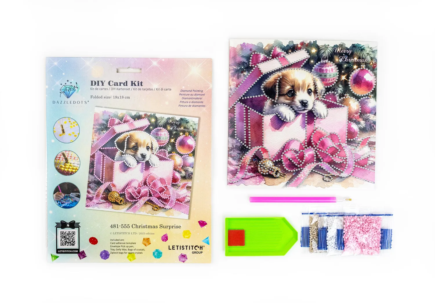 Leti Stitch Dazzle Dots 481-555 Christmas Surprise diamond painting kaart fairy dust