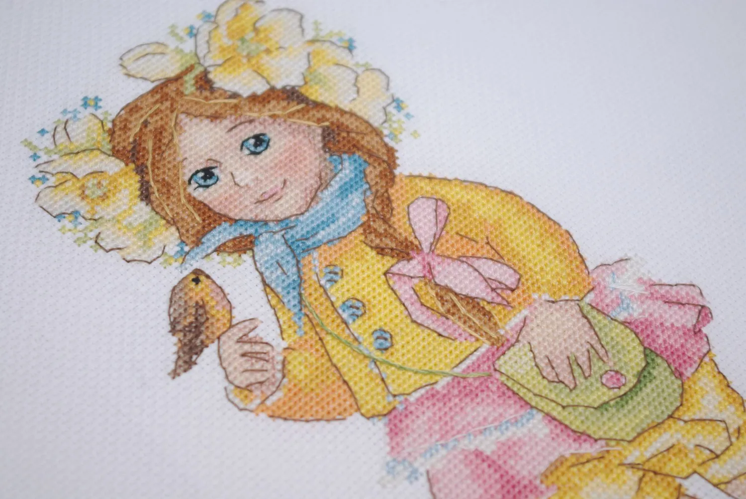 Merejka Spring Girl borduurpakket wit 23x14 cm