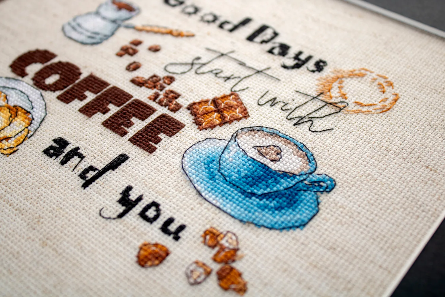 Leti Stitch 927 Coffee Time borduurpakket 15x14 cm rustico