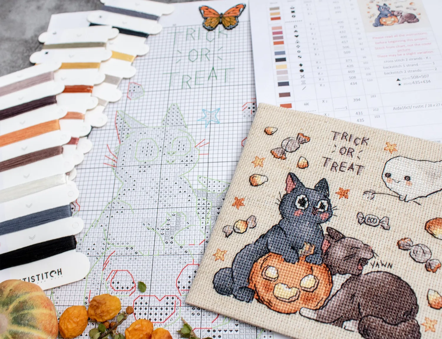 Leti Stitch L8815 Trick Or Treat borduurpakket 14x13 cm Halloween
