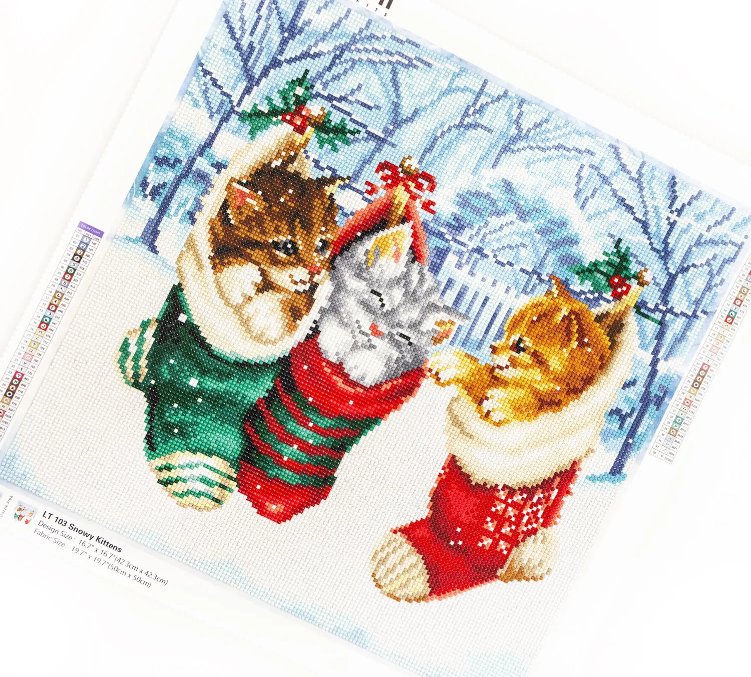 Leti Stitch Dazzle Dots LT 103 Snowy Kittens diamond painting katten