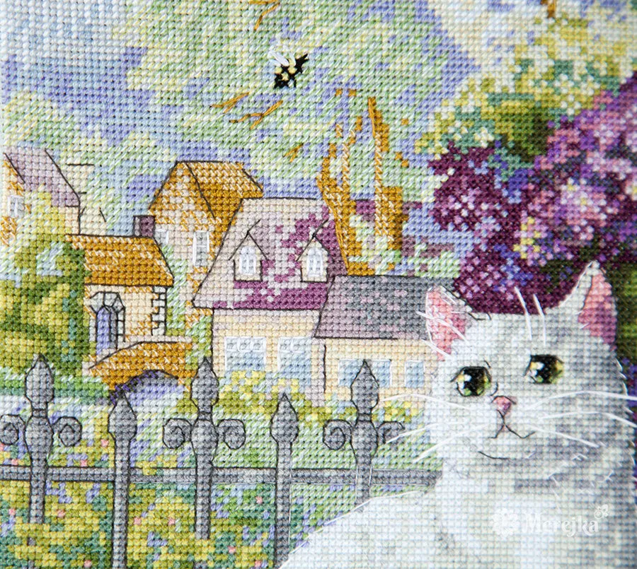 Merejka Spring Mood borduurpakket 28x28,5 ijsblauw
