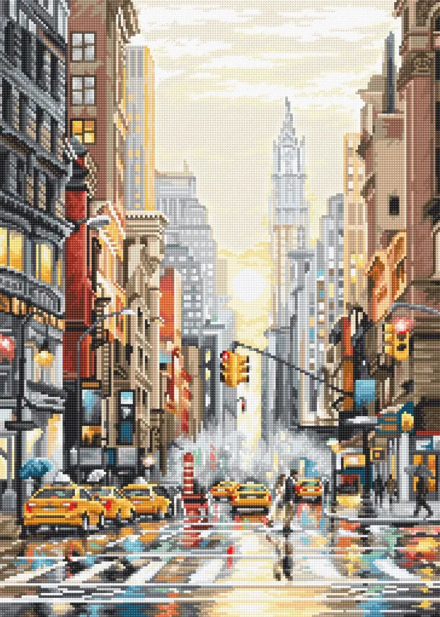 Leti Stitch Cities L8025 Sunset on 5th Avenue borduurpakket 29x40 cm