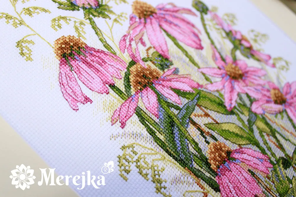 Merejka Coneflowers borduurpakket 24x32 cm wit