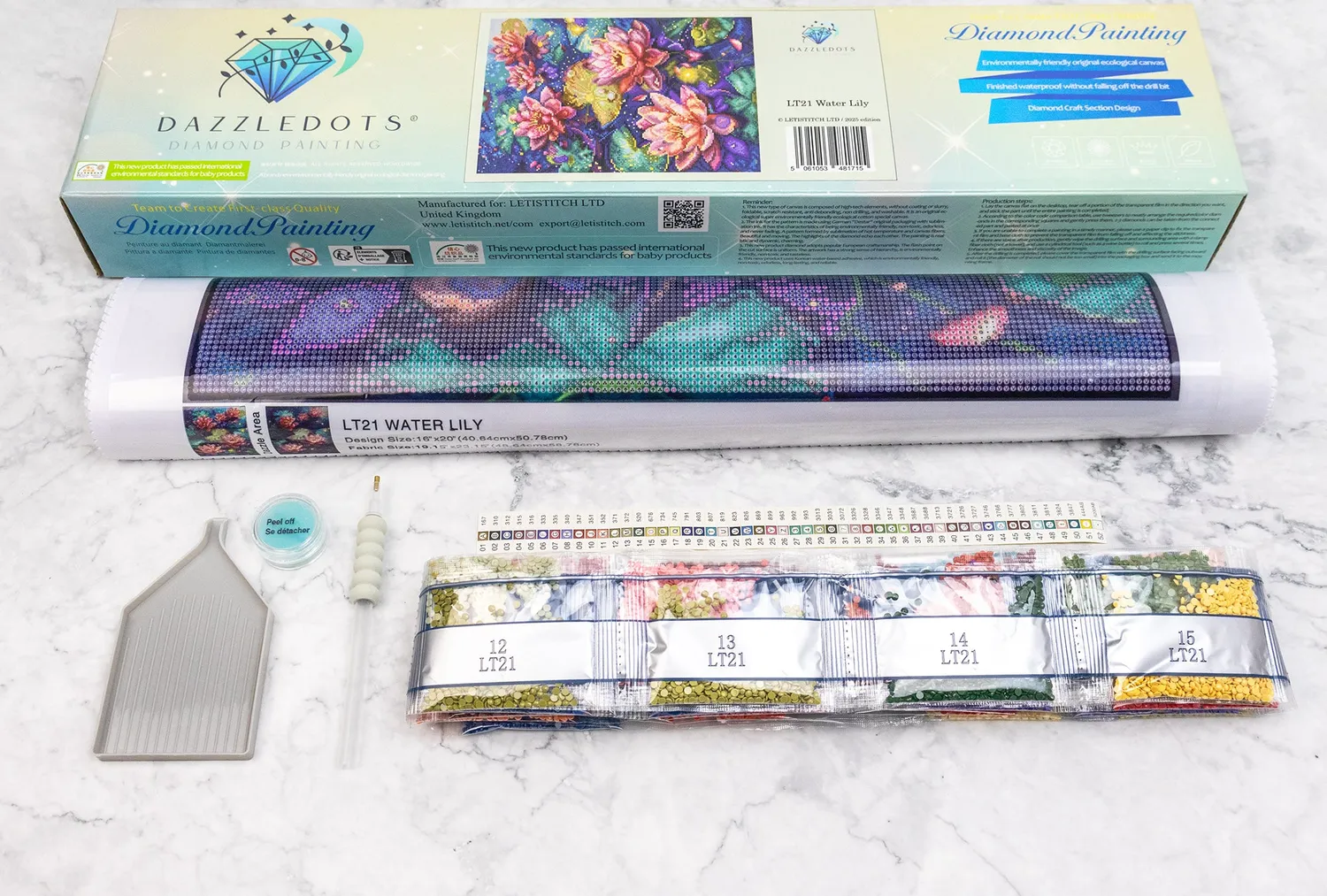 Leti Stitch Dazzle Dots LT21 Water Lily diamond painting 40x50 cm AB