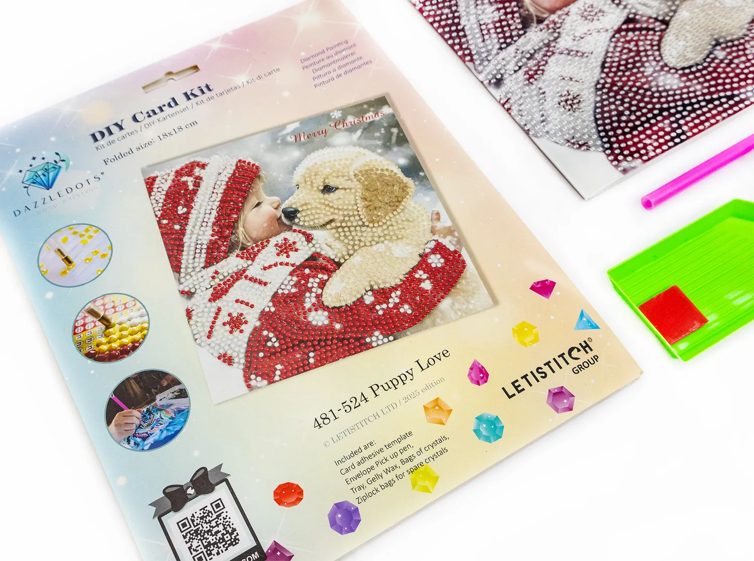 Leti Stitch Dazzle Dots 481-524 Puppy Love diamond painting kaart