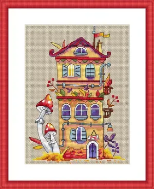 Merejka Autumn House borduurpakket 19x14 cm ecru