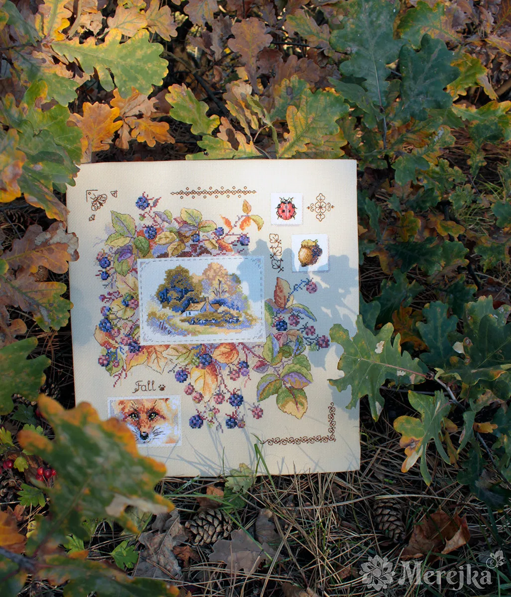 Merejka Autumn Sampler borduurpakket 30x32 ecru