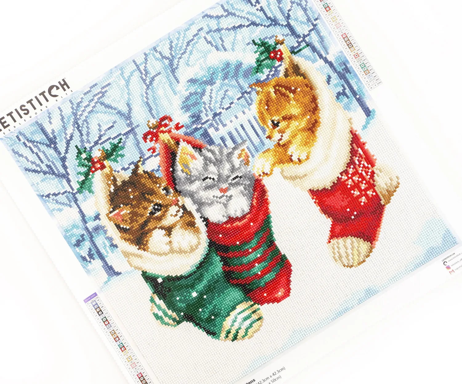 Leti Stitch Dazzle Dots LT 103 Snowy Kittens diamond painting katten