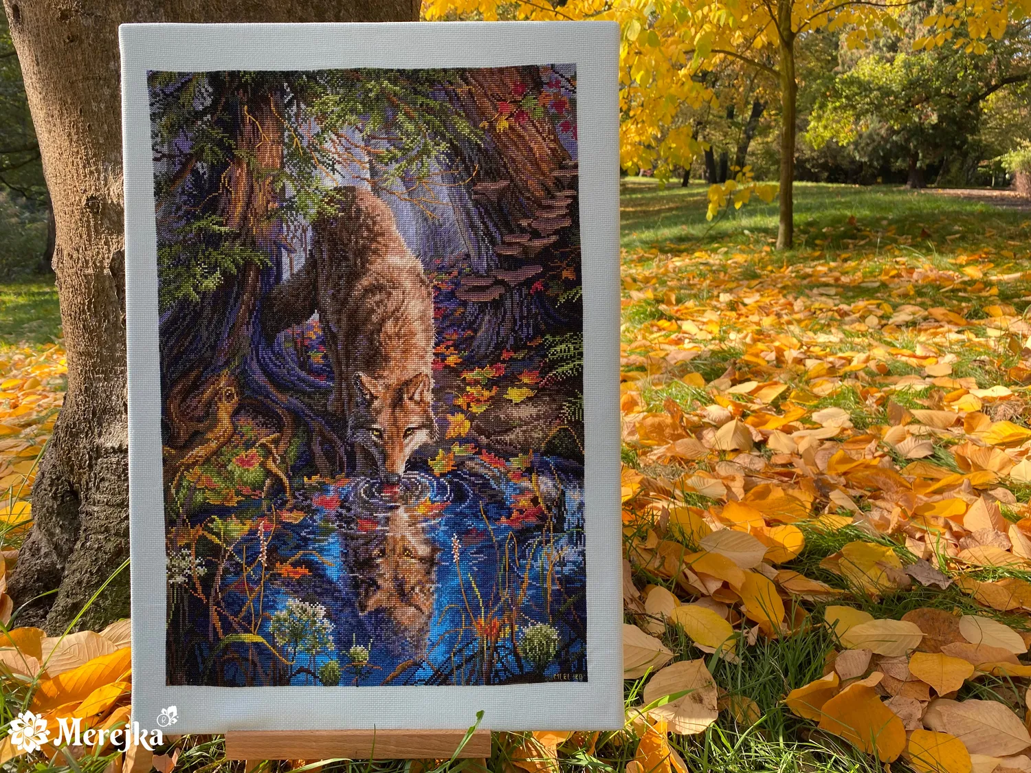 Merejka Wild Spirit borduurpakket 32,5x48 ijsblauw Aida
