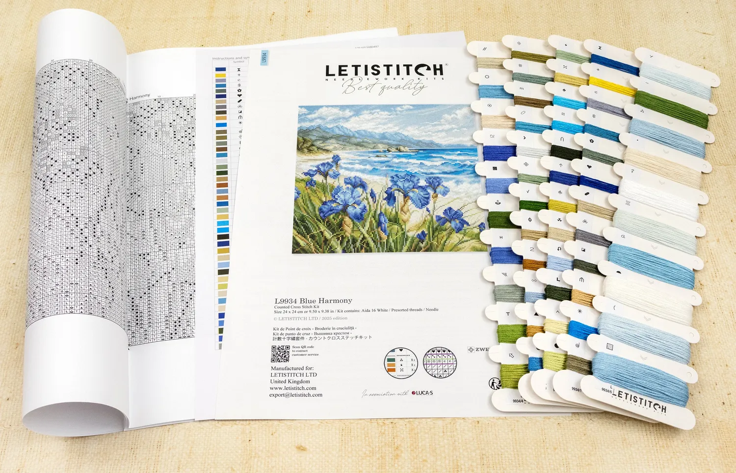 Leti Stitch L9934 Blue Harmony borduurpakket 24x24 cm