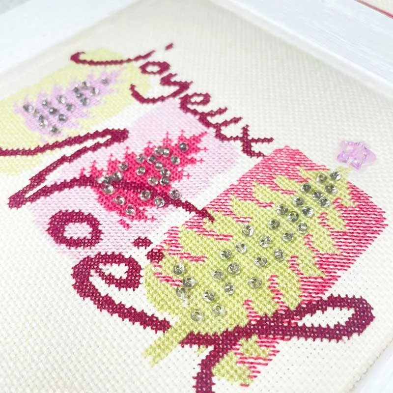 LiliPoints 3 Christmas Trees borduurpatroon roze met kralen