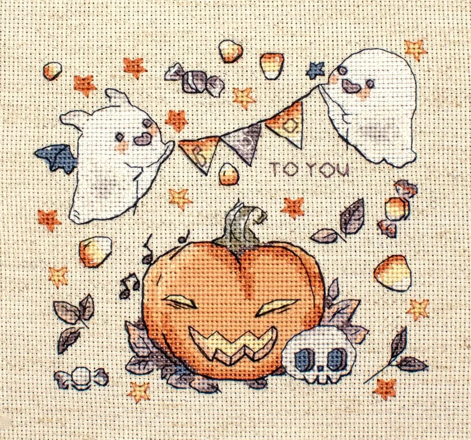 Leti Stitch L8814 Boo To You borduurpakket halloween 15x14 cm