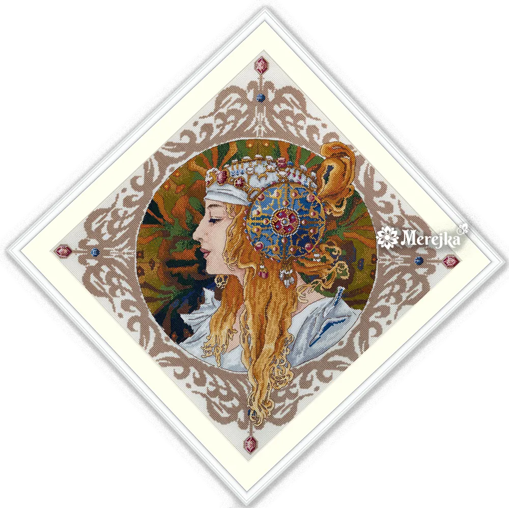 Merejka Blond by Mucha borduurpakket 34,5x34,5 cm portret