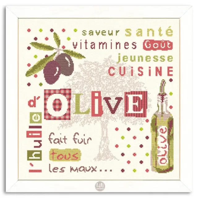 LiliPoints Olive Oil borduurpatroon olijftakken