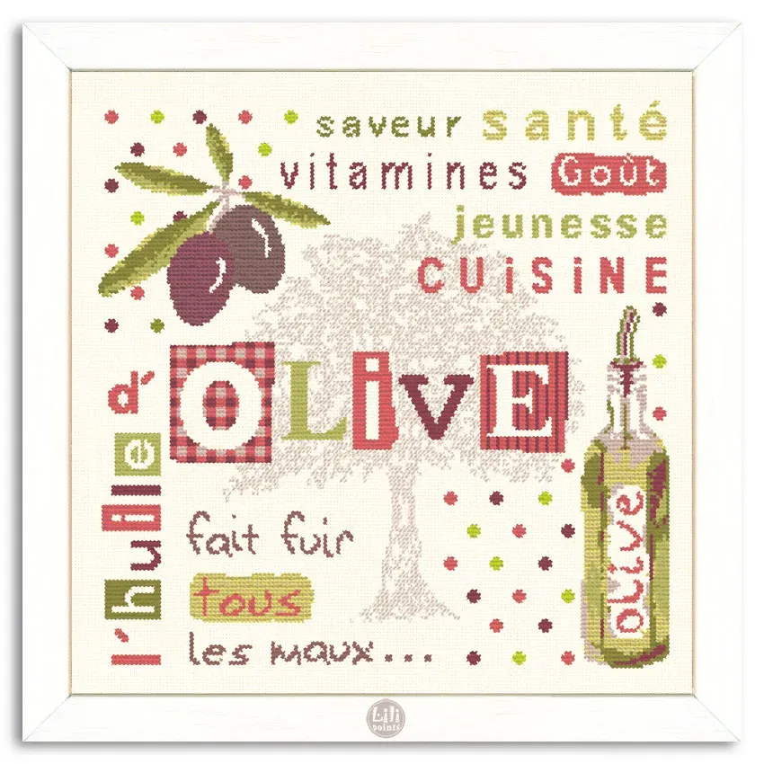 LiliPoints Olive Oil borduurpatroon olijftakken
