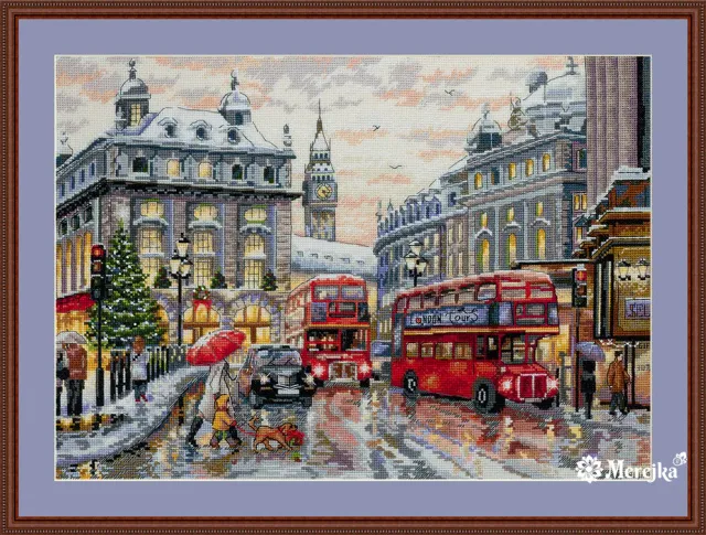 Merejka London borduurpakket Aida 16 ecru 30x40