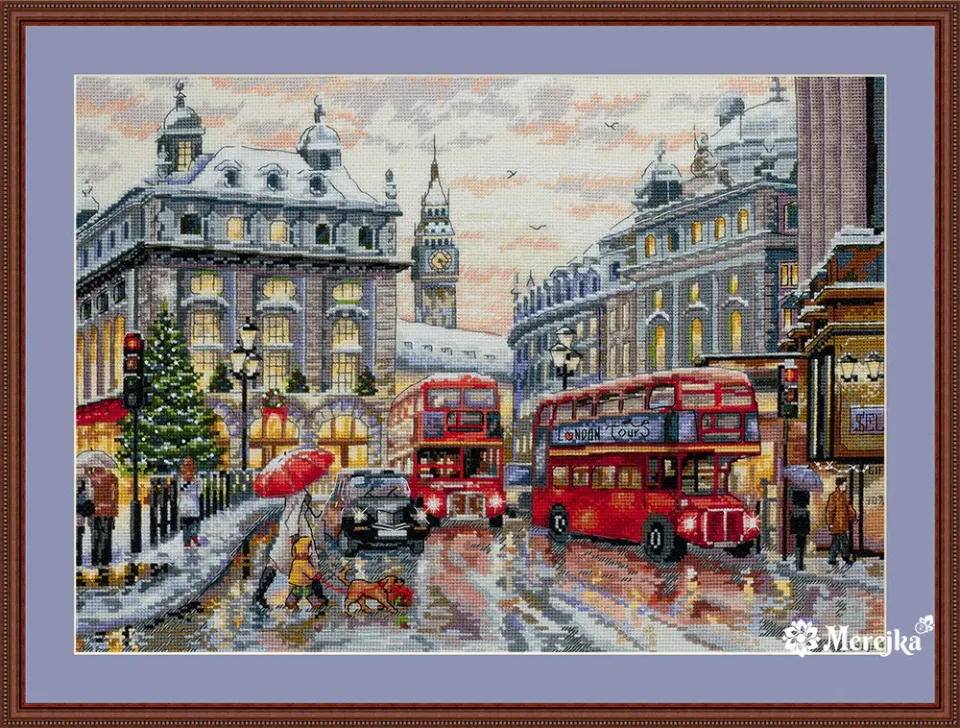 Merejka London borduurpakket Aida 16 ecru 30x40
