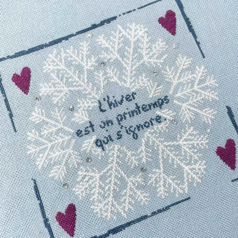 LiliPoints Snowflake borduurpatroon blauw met kralen