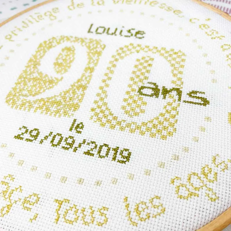 LiliPoints 90 borduurpatroon rond 8 kleuren + alfabet