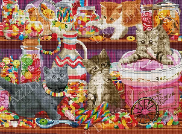 Dazzle Dots Candy Cats LDS-7024 diamond painting 75x55