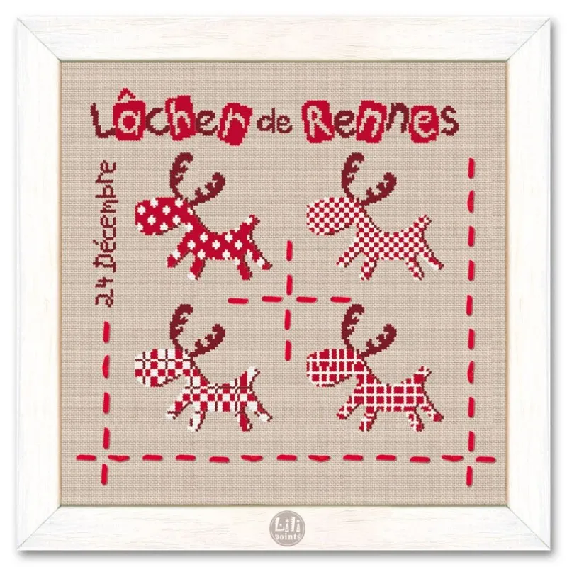 LiliPoints Reindeer Ahead borduurpatroon met zijden lint