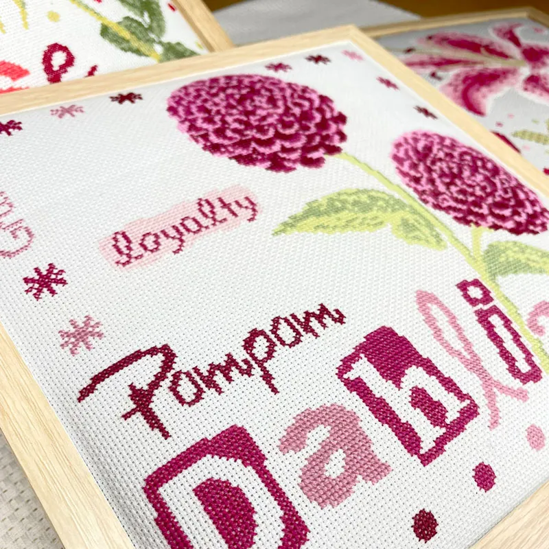 LiliPoints Pompom Dahlia borduurpatroon bloem
