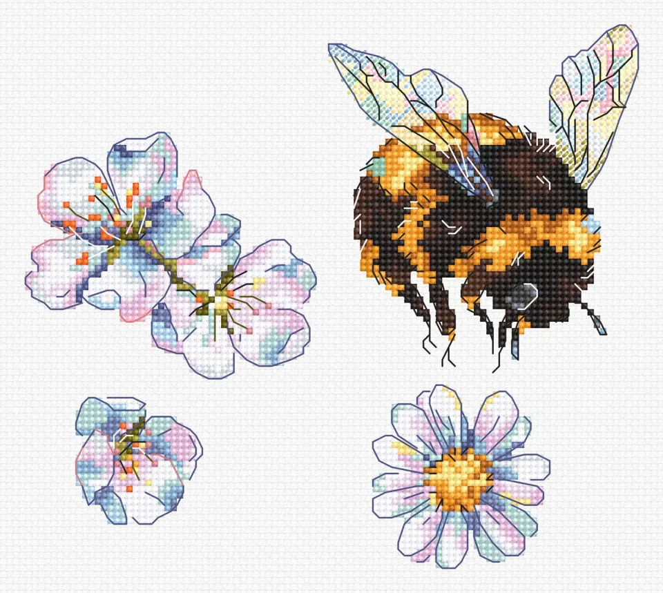 Leti Stitch L8820 Furry Bumblebee kruissteekpakket 16x14
