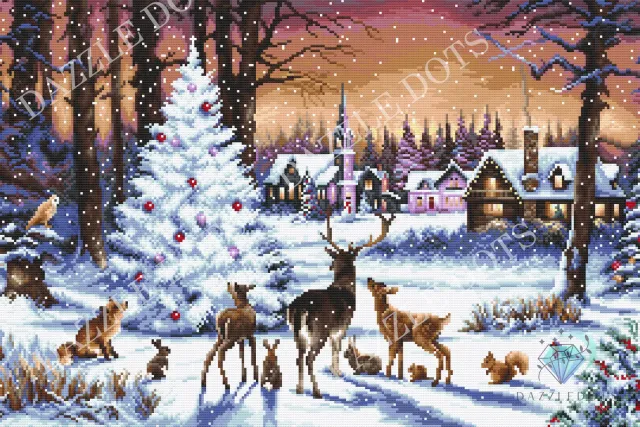 Leti Stitch Dazzle Dots LT15 Christmas Wood diamond painting 50x76 ronde