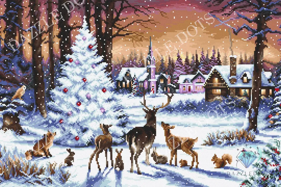 Leti Stitch Dazzle Dots LT15 Christmas Wood diamond painting 50x76 ronde