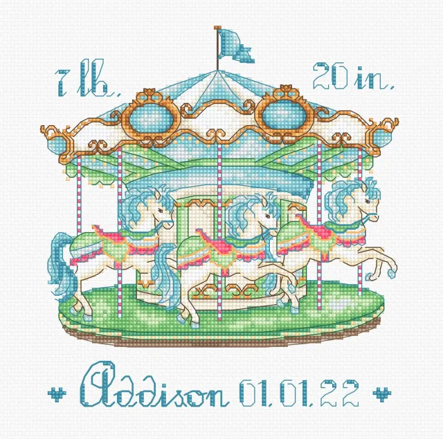 Leti Stitch L8047 Baby Carousel borduurpakket geboorte