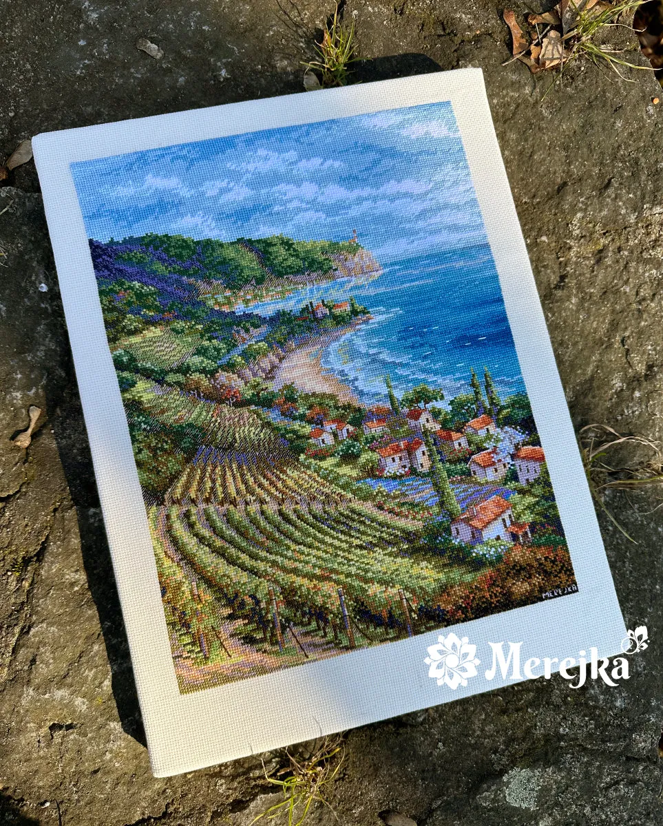 Merejka Coastline View borduurpakket 33,5x25 ecru