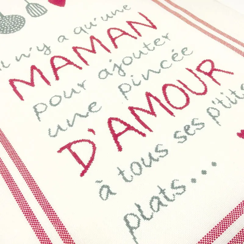 LiliPoints Maman d'Amour borduurpatroon theedoek 191x439