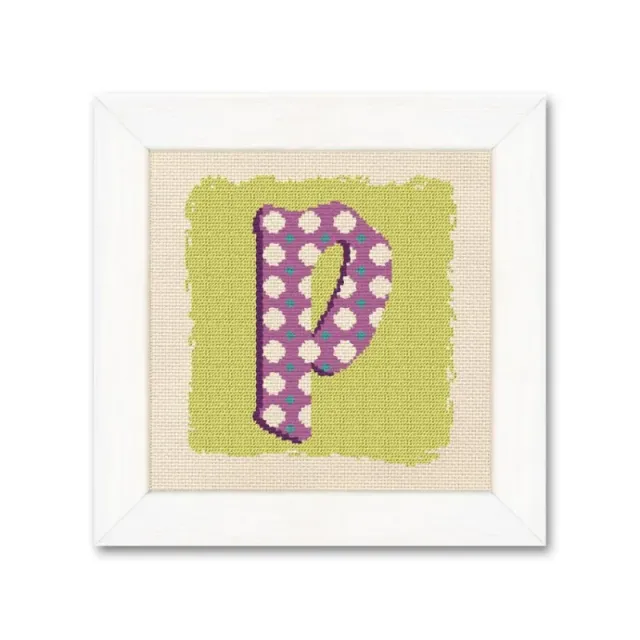 LiliPoints P borduurpatroon initiaal letter blauw patroon