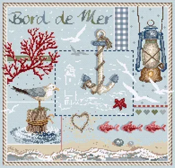 Madame la Fée Bord de Mer 129 borduurkit 193x181 zee linnen