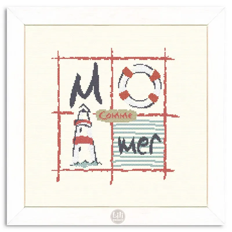 LiliPoints M as in Mer borduurpatroon letter zee