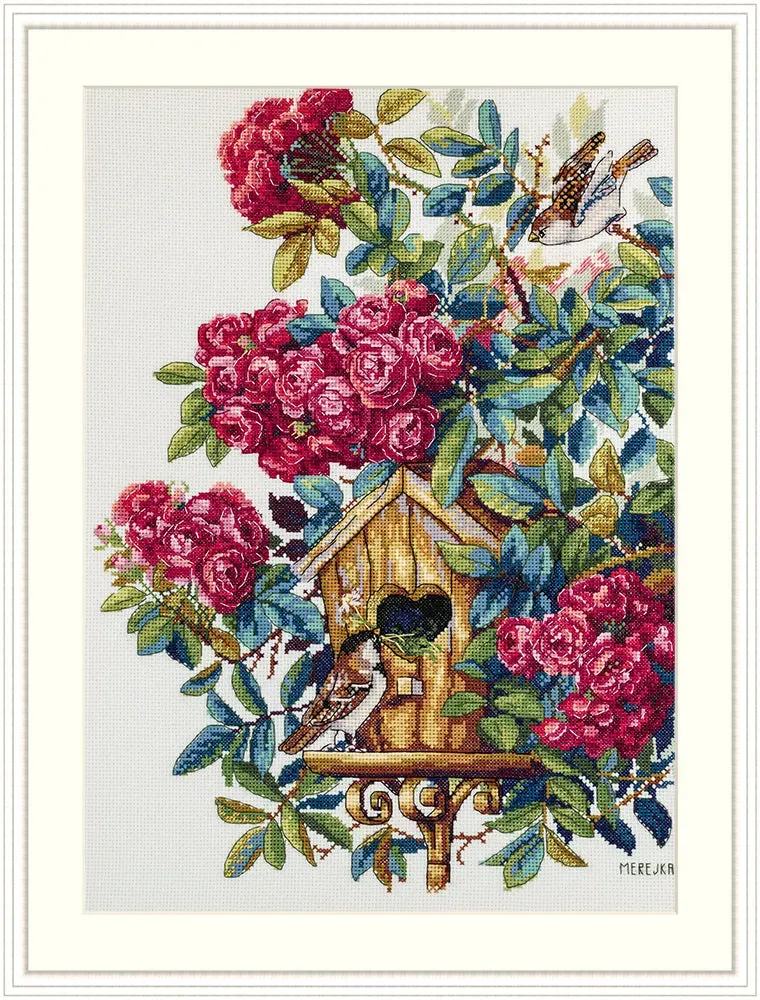 Merejka Rose Bush borduurpakket 27x36 cm ecru