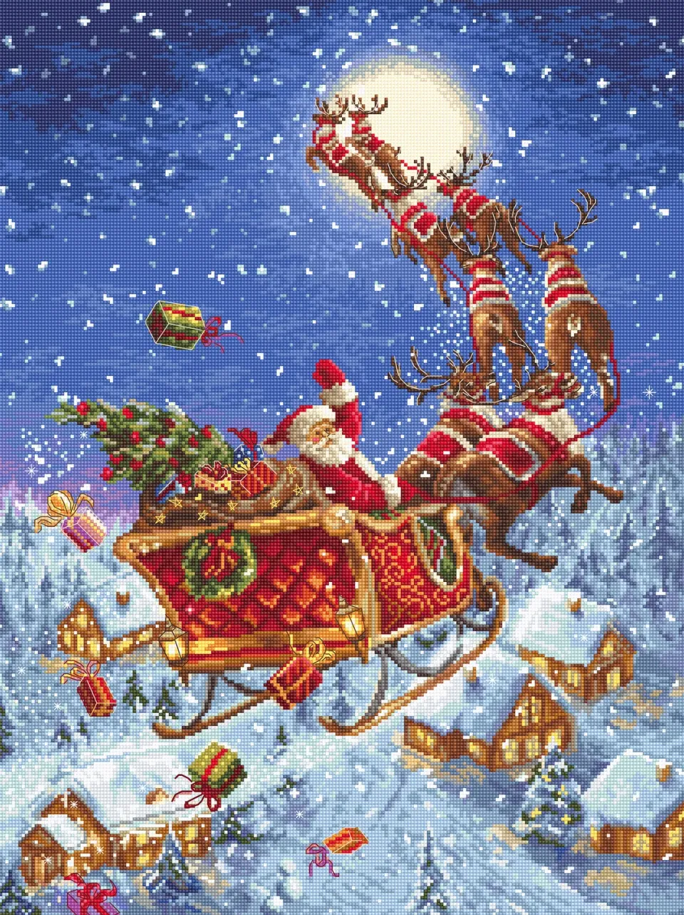 Leti Stitch LETI 958 Rendieren borduurpakket 40x30 cm kerst