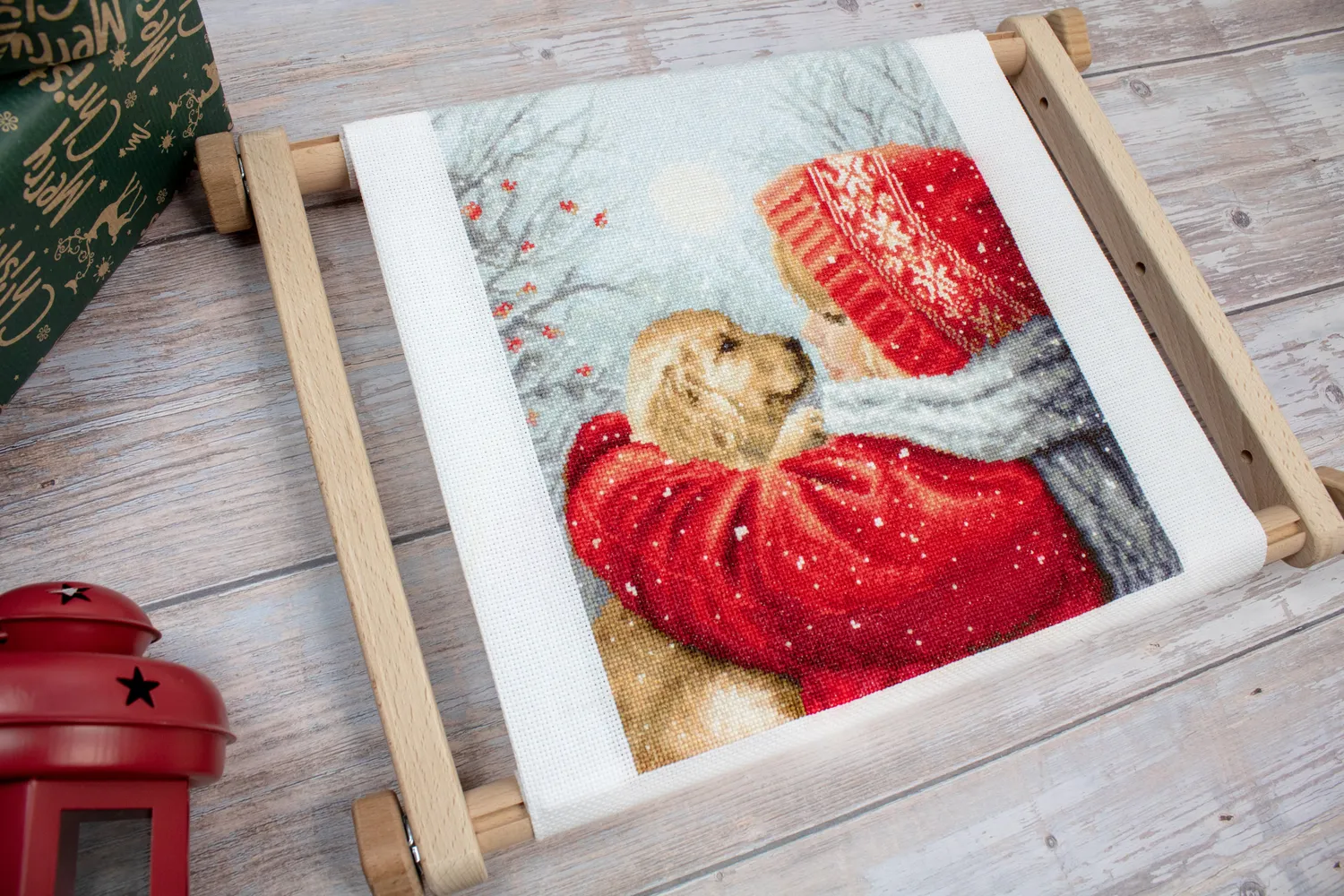 Leti Stitch L8019 Christmas Hugs borduurpakket 27x23 cm Aida