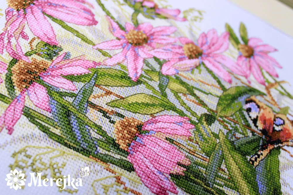 Merejka Coneflowers borduurpakket 24x32 cm wit