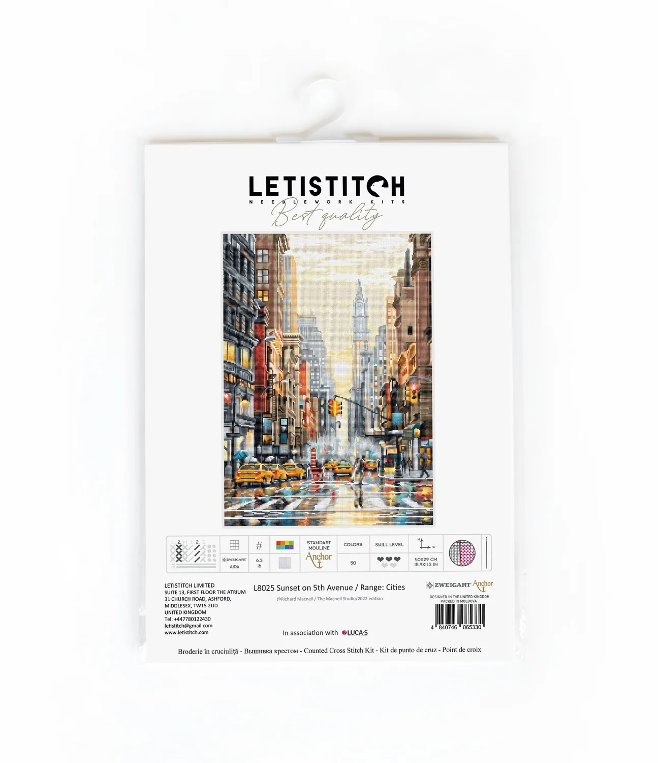 Leti Stitch Cities L8025 Sunset on 5th Avenue borduurpakket 29x40 cm