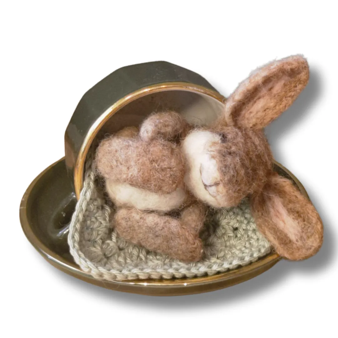 The Wool Family Teabunny konijn naaldviltpakket complete set