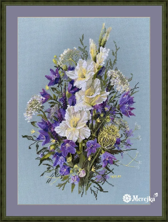 Merejka The White Sword Lily borduurpakket Aida 16