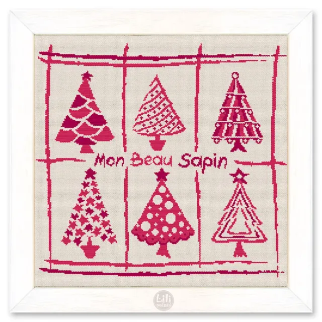 LiliPoints Oh Christmas Tree borduurpatroon rood kruissteek