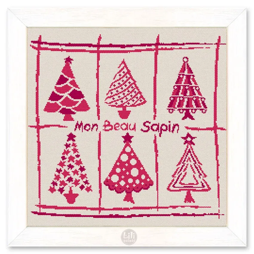 LiliPoints Oh Christmas Tree borduurpatroon rood kruissteek