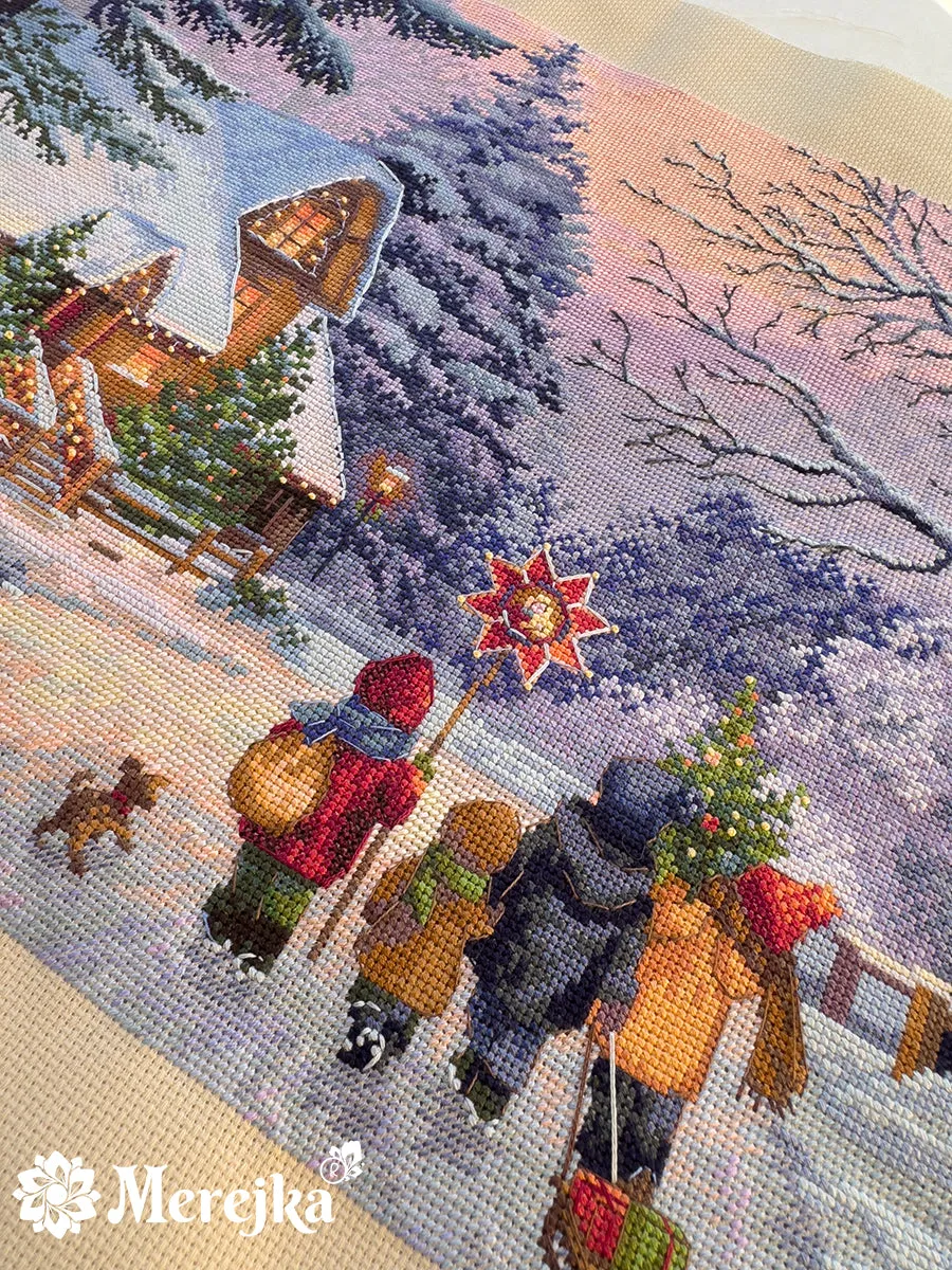 Merejka Carol of the Bells borduurpakket 30x41 cm cappuccino