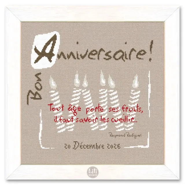 LiliPoints White candles kruissteekpatroon met alfabet