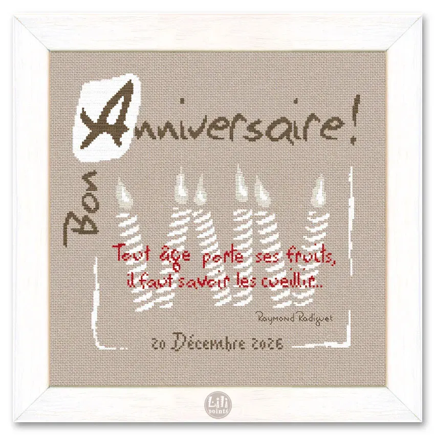 LiliPoints White candles kruissteekpatroon met alfabet