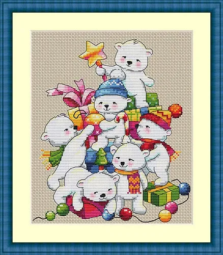 Merejka Christmas Bears borduurpakket 20x17 cm